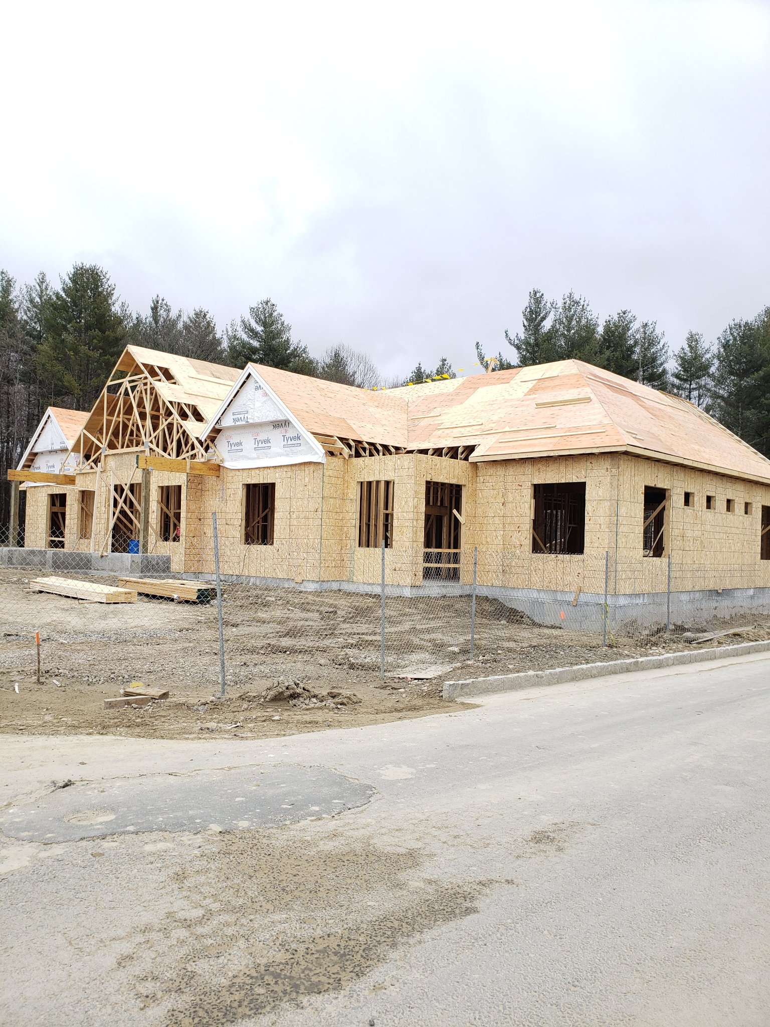 Framed home exterior under construction